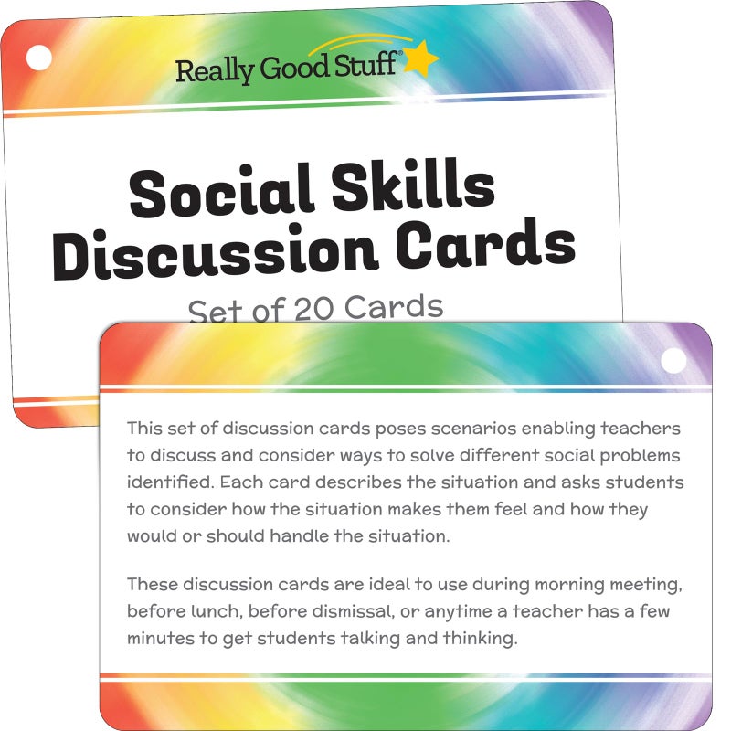 Really Good Stuff Social Skills Discussion Cards - Set of 20 Conversation Cards for Kids - Social Emotional Learning Activities for Understanding Social Rules and Developing Essential Social Skills - Image 5